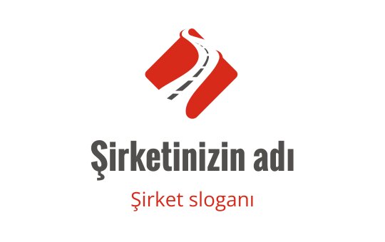 Kırmızı bir yol ve soyut şekiller içeren dinamik logo tasarımı
