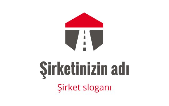 Kırmızı çatı ve gri yol unsurları içeren modern logo tasarımı