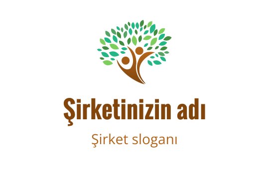 Yeşil yapraklı ve kahverengi gövdeye sahip stilize ağaç ile modern logo tasarımı