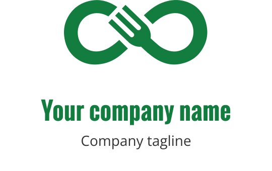 Sonsuzluk şeklinde iç içe geçmiş çatal figürleriyle modern yeşil logo tasarımı
