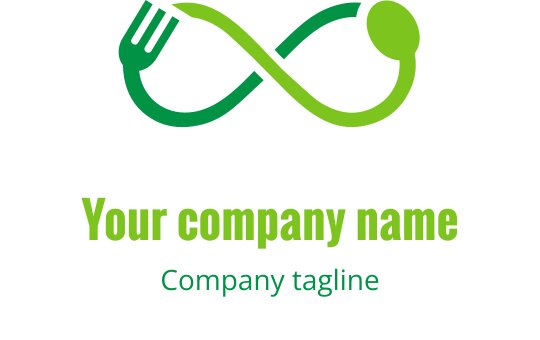 Sonsuzluk şeklinde iç içe geçmiş yeşil ve limon sarısı çatal logo tasarımı