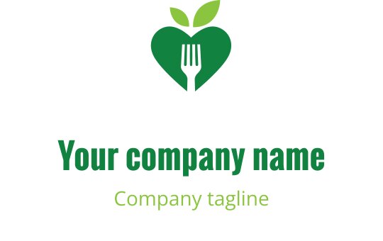 Şık bir yaprak ve çatal içeren taze yeşil logo tasarımı