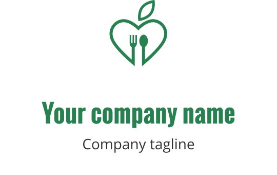 Şık bir yaprak ve çatal içeren taze yeşil logo tasarımı