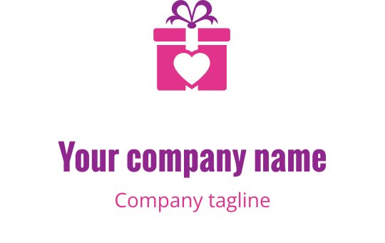 Şık pembe ve mor logo tasarımı, stilize edilmiş bir hediye kutusu içeriyor