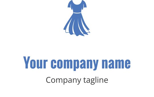 Şık mavi elbise logo tasarımı, akışkan kumaş detaylarıyla