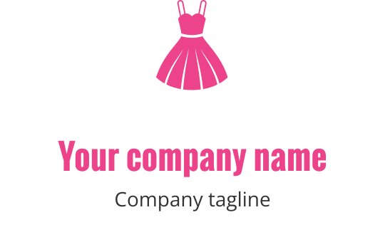 Şık pembe elbise logo tasarımı, eğlenceli bir siluete sahip