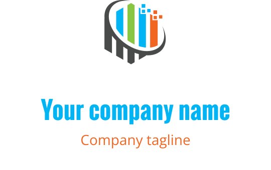 Renkli dikey çubuklar ve dairesel çerçeve içeren modern logo tasarımı