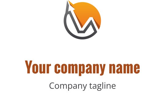 Yükselen grafik ve turuncu güneş unsuru içeren modern logo tasarımı