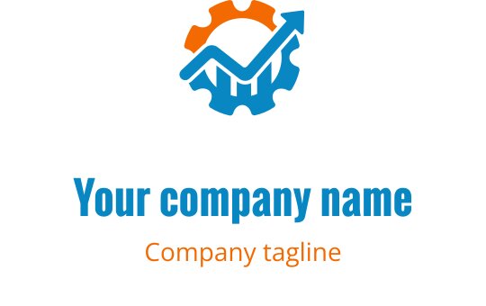 Birbirine kenetlenen turuncu ve mavi dişlilerle modern logo tasarımı