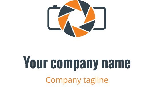 Yeşil ve turuncu kamera silueti içeren minimalist logo tasarımı