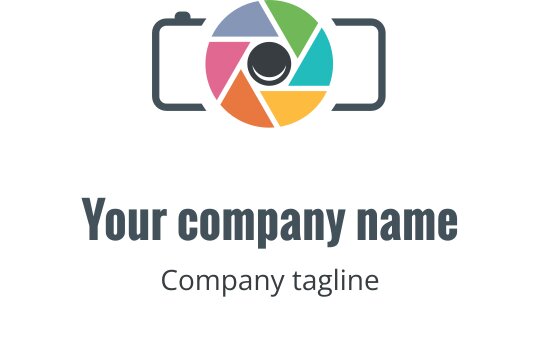 Altın, mercan, pembe ve cam göğsü renklerinde minimalist kamera logo tasarımı