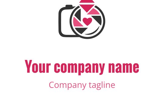 Pembe ve kırmızı bir düğün kamerası içeren şık logo tasarımı