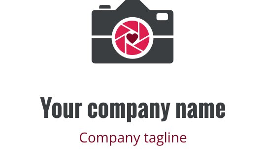 Kırmızı diyafram ve gri gövdeye sahip modern kamera logo tasarımı