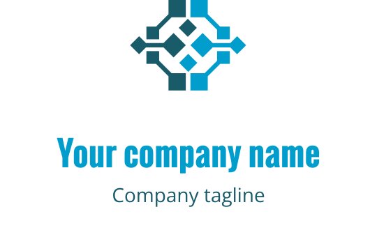Birbirine bağlı mavi şekiller içeren modern geometrik logo tasarımı