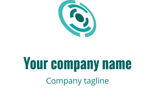 Dairesel şekil ve iç detaylar içeren modern teal logo tasarımı