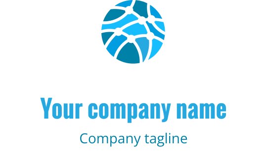 Modern mavi küre logo tasarımı, birbirine bağlı hatlarla