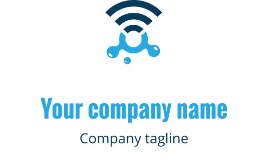 Modern mavi ve lacivert logo tasarımı, stilize edilmiş Wi-Fi sembolü içeriyor