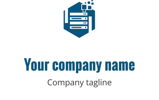 Altıgen ve belge unsurları içeren modern mavi logo tasarımı