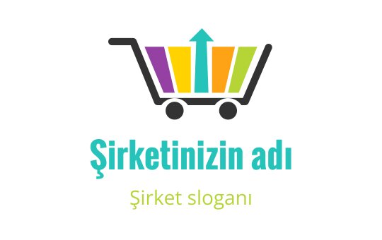 Yukarı ok ve canlı çubuklarla renkli alışveriş sepeti logo tasarımı