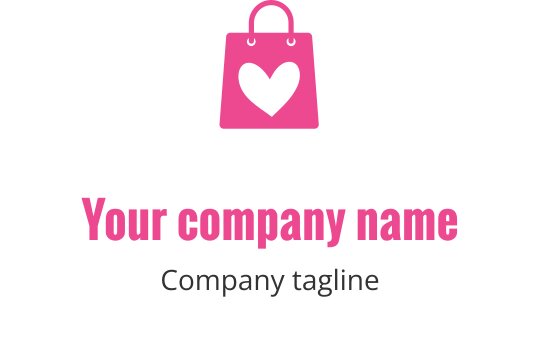 Şık pembe logo tasarımı, zarif ve modern bir çanta silueti içeriyor