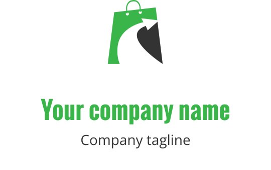 Lime yeşili logo tasarımı, stilize edilmiş çanta şekli içeriyor