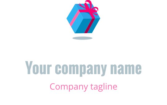 Mavi, yeşil, kırmızı ve pembe renklerde hediye kutusu içeren renkli logo tasarımı