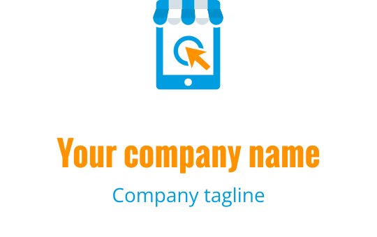 Alışveriş sepeti ve ok ile akıllı telefon içeren modern logo tasarımı