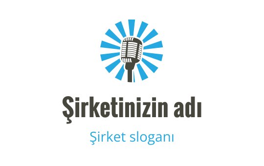 Mavi ışınlarla dışa yayılan modern mikrofon logo tasarımı