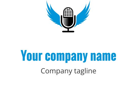Modern mavi logo tasarımı, stilize edilmiş radyo dalgası motifi içeriyor