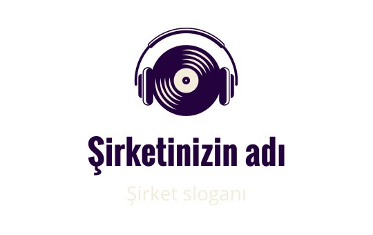 Mor renkte bir pikap ve kulaklık içeren modern logo tasarımı