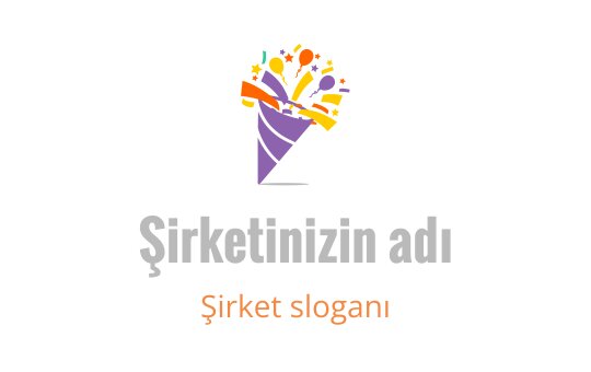 Renkli parti şapkası logo tasarımı, konfetiler ve yıldızlarla süslenmiş