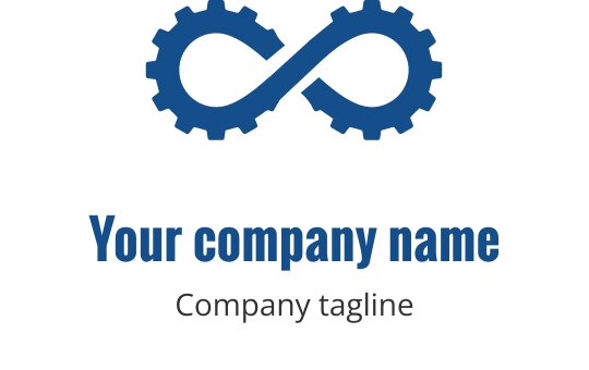 Merkezi bir sonsuzluk sembolü entegre edilmiş teal dişli logo tasarımı