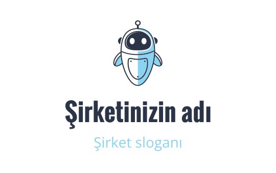 Mavi renkte, dostça bir ifadeye sahip eğlenceli robot logo tasarımı