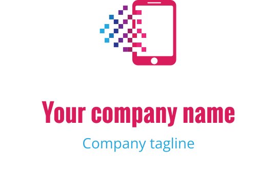 Renkli piksel unsurlarıyla modern akıllı telefon logo tasarımı