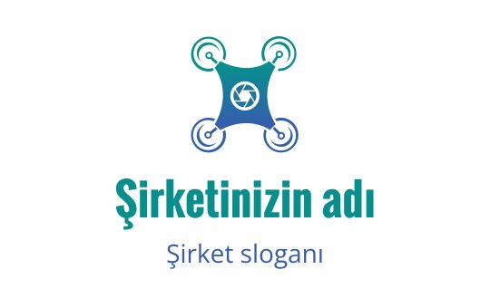 Modern drone logo tasarımı, yeşil ve mavi renk şemasıyla