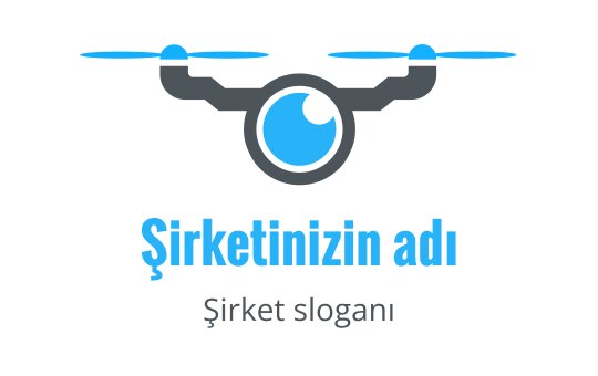 Mavi göz ve şık hatlar içeren modern drone logo tasarımı