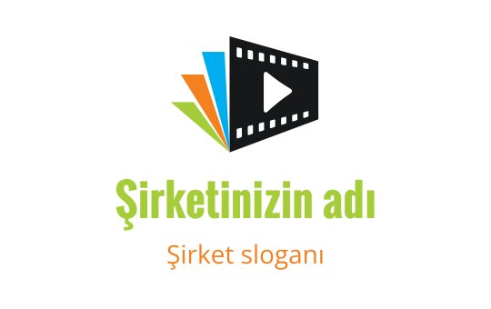 Film şeridi ve renkli üçgen unsurlar içeren dinamik logo tasarımı
