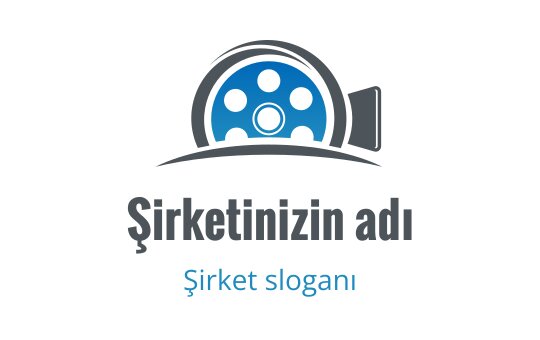 Mavi film makarası ve siyah detaylar içeren modern logo tasarımı