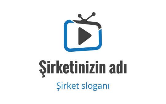 Mavi bir dikdörtgen içinde yer alan bir oynatma butonu ile modern logo tasarımı