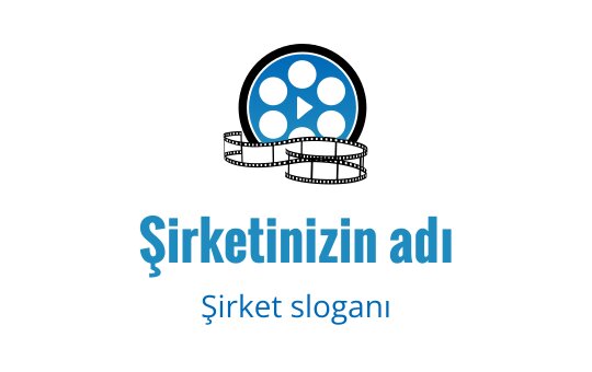 Modern mavi film makarası logo tasarımı, play butonu vurgusu ile