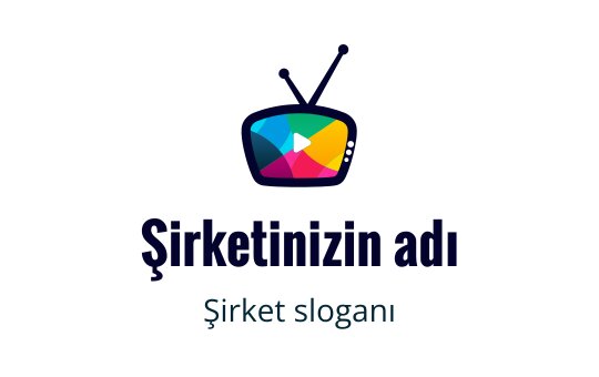 Renkli televizyon logo tasarımı, play butonu ve antenler ile