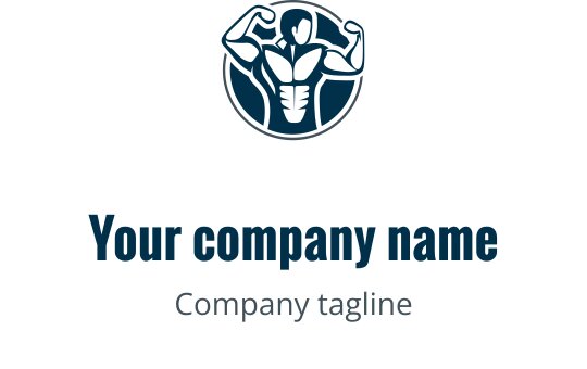 Dairesel çerçevede kaslı bir figürle güçlü logo tasarımı