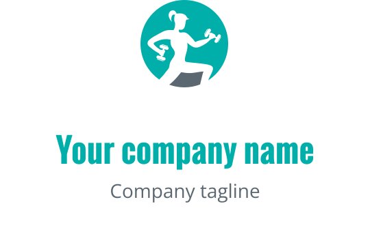 Ağırlıklarla koşucu silueti içeren dinamik logo tasarımı