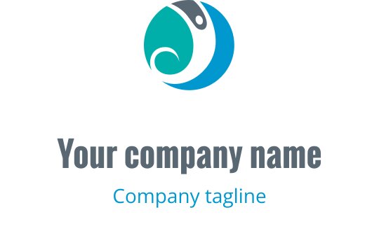 Cyan ve teal renklerinde stilize bir figür içeren modern logo tasarımı