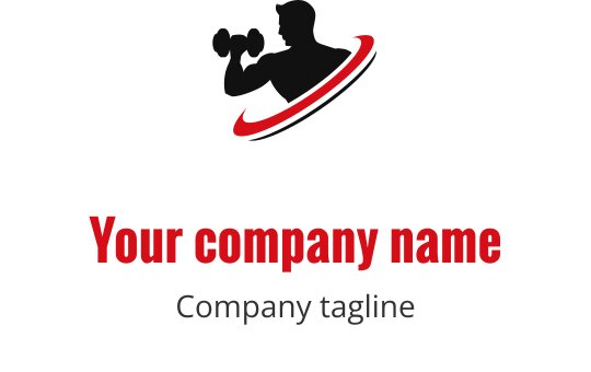 Ağırlık kaldıran silueti ve cesur tipografi içeren dinamik logo tasarımı