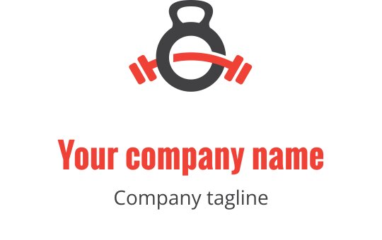 Kırmızı ve gri renklerde stilize ağırlıklar içeren logo tasarımı