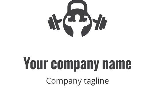 Modern bir düzen içinde stilize ağırlıklar içeren cesur gri logo tasarımı