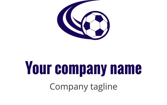 Hareketli lacivert logo tasarımı, aksiyon halindeki stilize futbolcu içeriyor