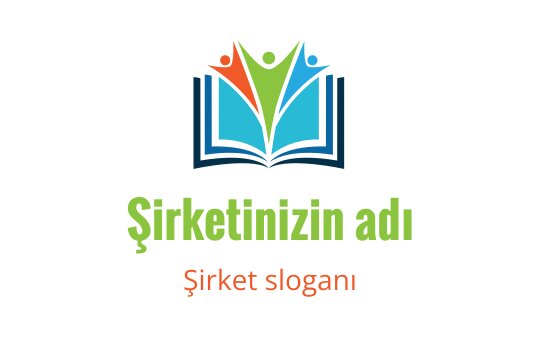 Açık bir kitap ve soyut figürler içeren renkli logo tasarımı