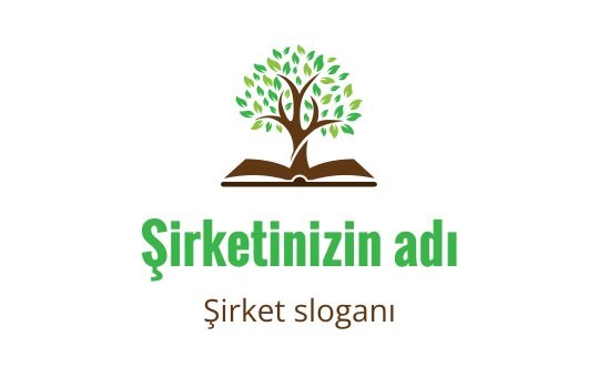 Açık bir kitabın üzerinde yeşil yapraklarla ağaç logosu tasarımı